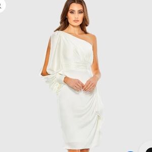 Mac Duggal One Shoulder Cream Dress